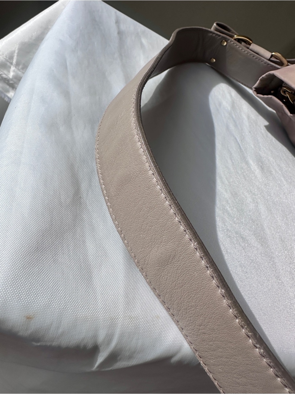 SALVATORE FERRAGAMO Vara Nylon Leather Hobo Shoulder Bag Taupe - Picture 8 of 14